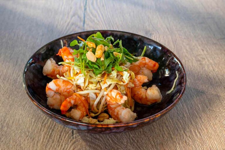 plat crevettes salade